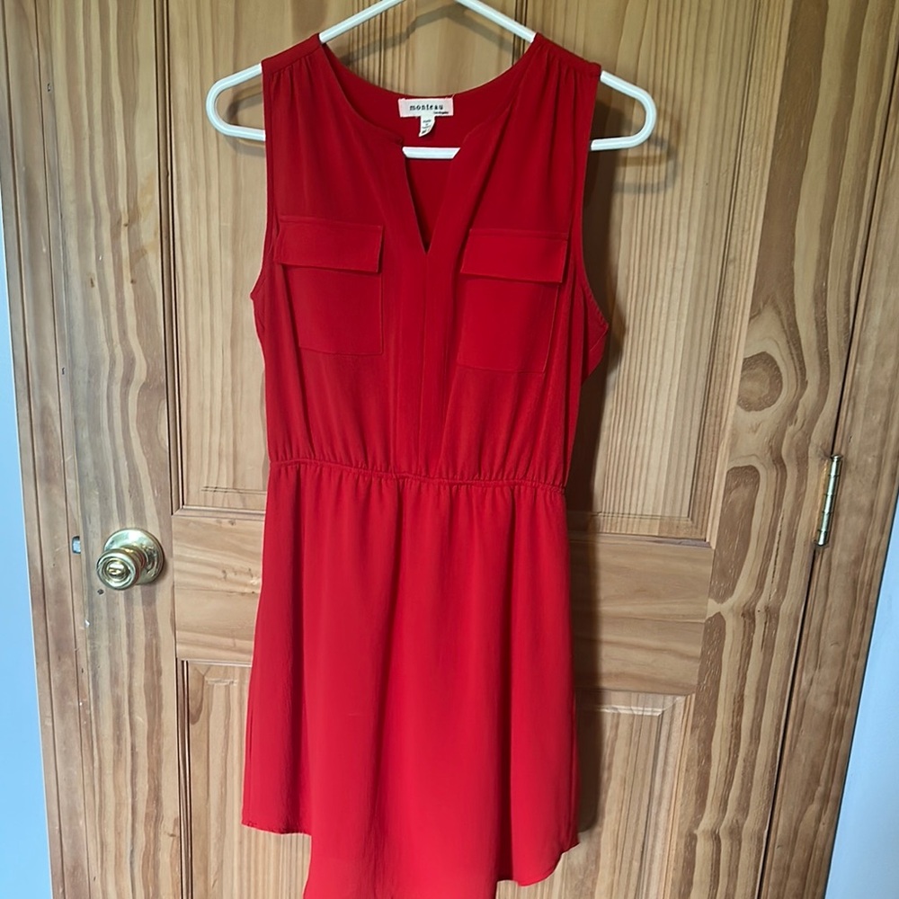 Monteau Red Sleeveless V-Neck Sundress